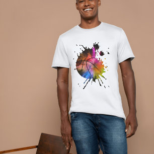 バスケットボールボール落書きシルエット Tシャツ