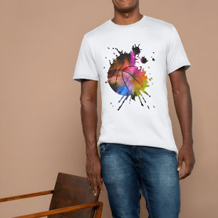 バスケットボールボール落書きシルエット Tシャツ