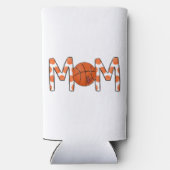 バスケットボールママオレンジ水玉模様ハート スリム缶クーラー (裏面)