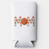 バスケットボールママオレンジ水玉模様ハート スリム缶クーラー (正面)