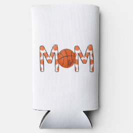 バスケットボールママオレンジ水玉模様ハート スリム缶クーラー