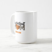 バスケットボールママママグ、フロントとバック違うデザイン コーヒーマグカップ (正面左)