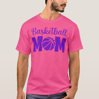 バスケットボールマムスポーティバスケットボールパープル Tシャツ