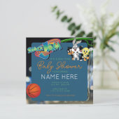 バスケットボールマンガ宇宙ブルーグリーンベビーシャワー 招待状 (スタンド正面)