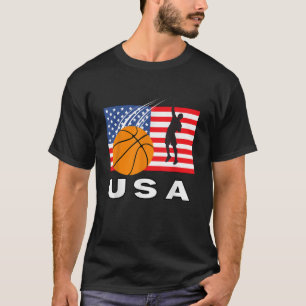 バスケットボールメンズチームアメリカンフラッグバスケットボール Tシャツ