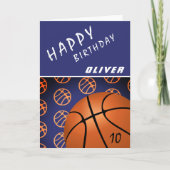 バスケットボールモダンハッピーバースデーキッド カード (正面)
