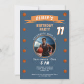 バスケットボールモダンボールスポーツ誕生日写真 招待状 (正面)