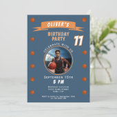 バスケットボールモダンボールスポーツ誕生日写真 招待状 (スタンド正面)