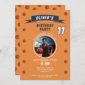 バスケットボールモダンボールスポーツ誕生日写真 招待状 (正面/裏面)