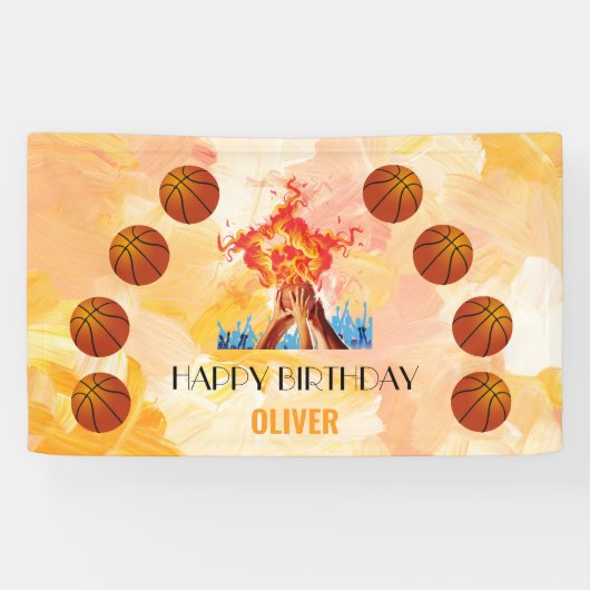 バスケットボールモダン選手の誕生日パーティーボーイ 横断幕 (横)