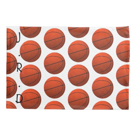 バスケットボールモノグラムのをテーマにした 枕カバー (裏面)