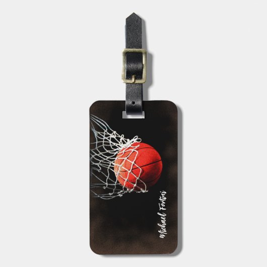 バスケットボールユーザー名の個人情報アドレス ラゲッジタグ (正面縦)