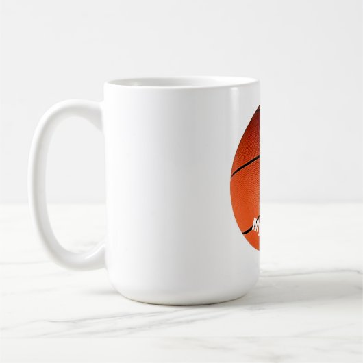 バスケットボールユーザー名カスタム コーヒーマグカップ (左)