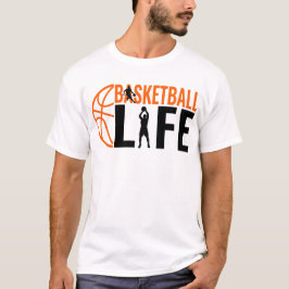 バスケットボールライフ スポーツタイポグラフィー クールフープ プレイヤー Tシャツ