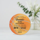 バスケットボールラウンド誕生日パーティーの招待状 招待状 (スタンド正面)