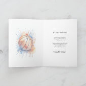 バスケットボールラバーウォーターカラースプラッシュ誕生日カード カード (内部)