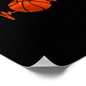 バスケットボールラバーハートビートヴィンテージレトロバスケットボール ポスター (角)