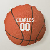 バスケットボールラバーパーソナライズされた枕 ラウンドクッション (裏面)