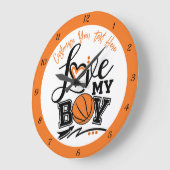 バスケットボールラブマイボーイ引用文スポパーソナライズされたーツ ラージ壁時計 (傾斜)