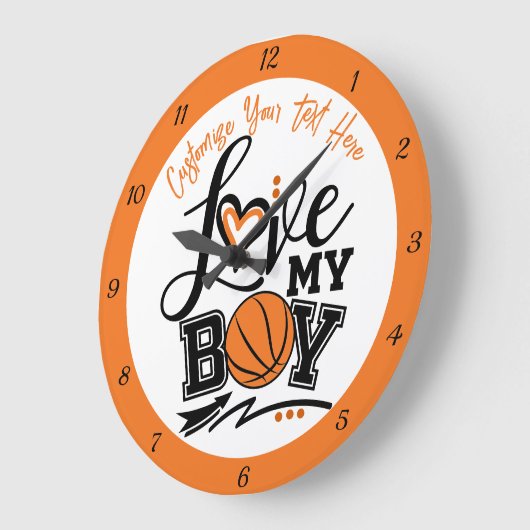 バスケットボールラブマイボーイ引用文スポパーソナライズされたーツ ラージ壁時計 (傾斜)