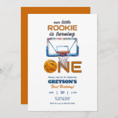 バスケットボールルーキー1st誕生日招待状 招待状 (正面/裏面)