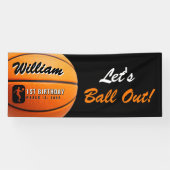バスケットボールレッスボールアウトバースデーパーティー 横断幕 (横)