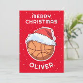 バスケットボールレッドサンタハットクリスマスキッド名 シーズンカード (スタンド正面)