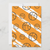 バスケットボールレッドブルーフレイムバースデーパーティー招待状 (裏面)
