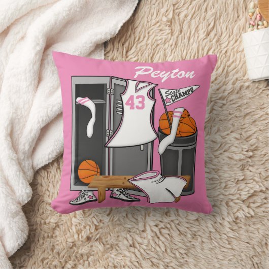 バスケットボールロッカールームのカスタムプレーヤーの名前番号 クッション (ブランケット)