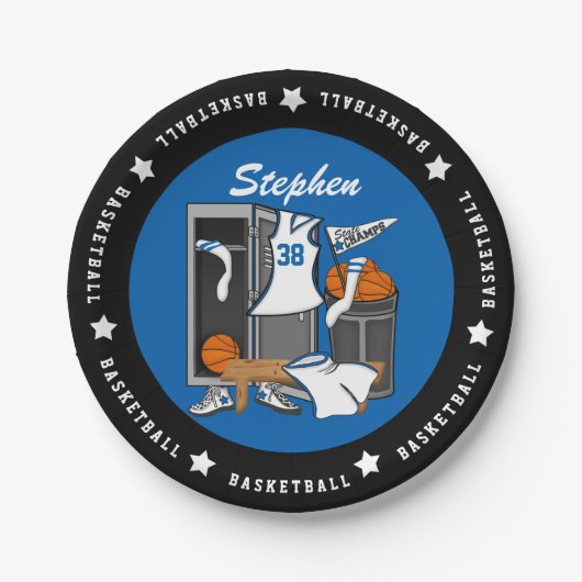 バスケットボールロッカールームのカスタムプレーヤーの名前番号 ペーパープレート (正面)
