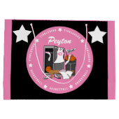 バスケットボールロッカールームのカスタムプレーヤーの名前番号 ラージペーパーバッグ (裏面)