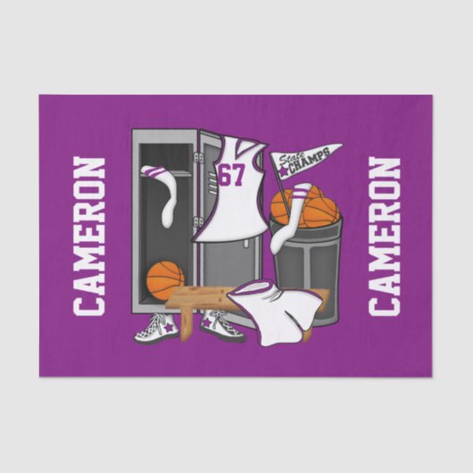 バスケットボールロッカールームのカスタムプレーヤーの名前番号 薄葉紙 (正面)