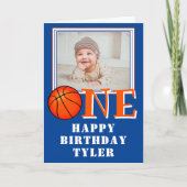 バスケットボールワンキッズ写真1stバースデーカード カード (正面)