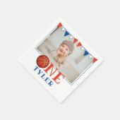 バスケットボールワンフォト1st誕生日パーティーナップ スタンダードカクテルナプキン (角)