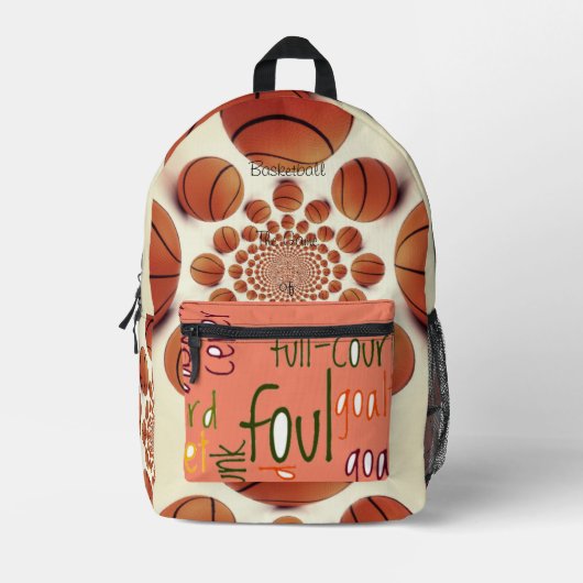 バスケットボール万華鏡のように千変万化するパターンチャンピオンズゲーム プリントバックパック (正面)