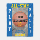 バスケットボール中青チームプレーヤー名 フリースブランケット (正面)