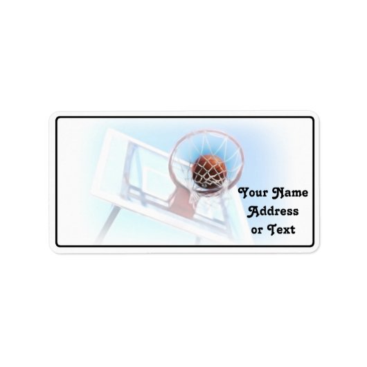 バスケットボール付きバスケットボールのフープ ラベル (正面)