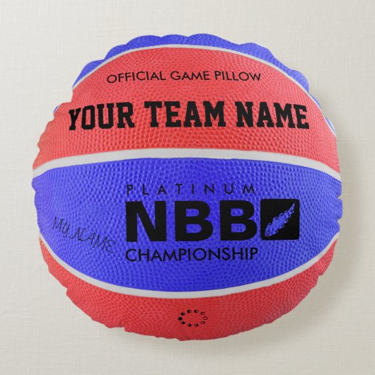 バスケットボール公式ゲーム枕ブルーDレッドル ラウンドクッション (正面)