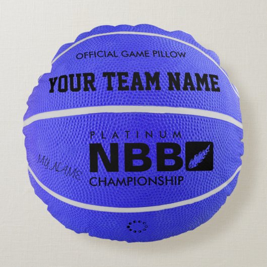 バスケットボール公式ゲーム枕ブルーD wl ラウンドクッション (正面)