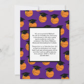 バスケットボール卒業スポーツの紫の発表 招待状 (裏面)