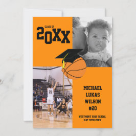 バスケットボール卒業スポーツオレンジ発表 招待状