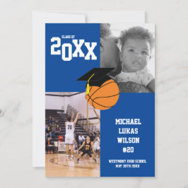 バスケットボール卒業スポーツブルーのお知らせ 招待状