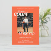 バスケットボール卒業式コートを帽子まで 招待状 (スタンド正面)