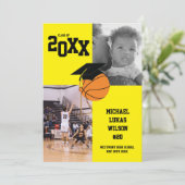 バスケットボール卒業式スポーツイエロー発表 招待状 (スタンド正面)