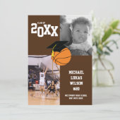 バスケットボール卒業式スポーツブラウン発表 招待状 (スタンド正面)