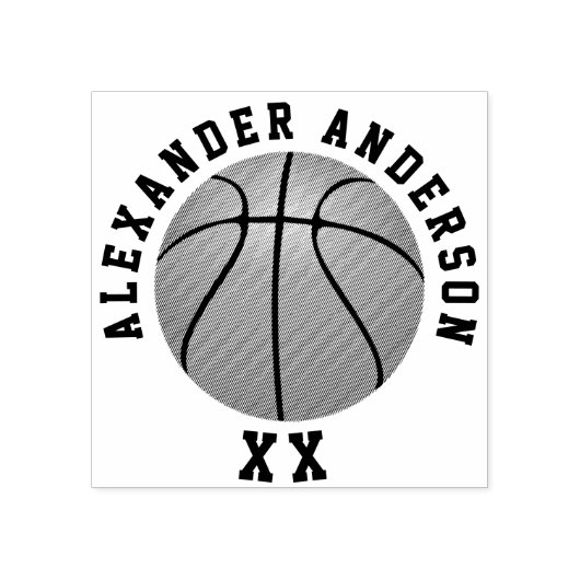 バスケットボール名とジャージー番号のパーソナライズRubb ラバースタンプ (インプリント)