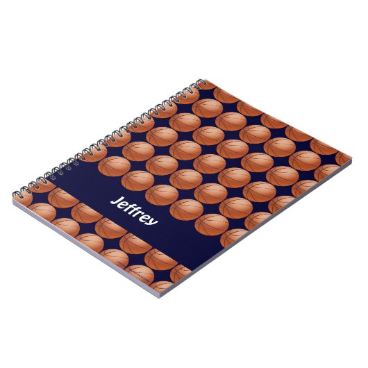 バスケットボール名パーソナライズされたの緩和曲線 ノートブック (左側)