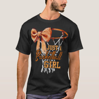 バスケットボール女子の可愛いリボン Tシャツ