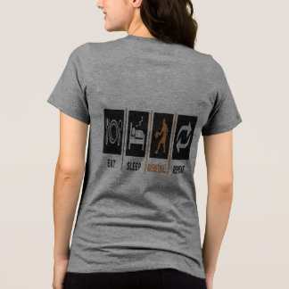 バスケットボール女子バックプリントTシャツ Eat Sleep Basketball Repeat トライブレンドTシャツ