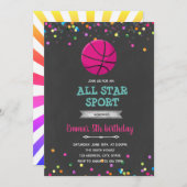 バスケットボール女子誕生日の招待 招待状 (正面/裏面)
